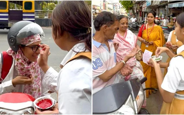 हिंदू नववर्ष: आलोक संस्थान की पहल, तिलक और मिठास के साथ दी हिंदू नववर्ष की शुभकामनाएं
