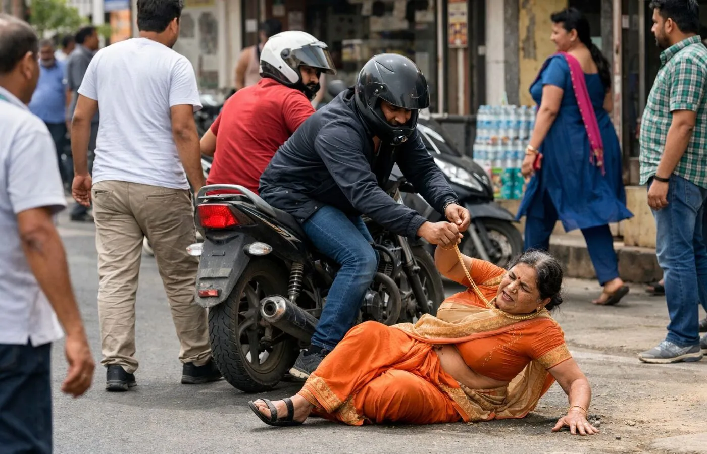 उदयपुर में दिनदहाड़े चेन स्नैचिंग; चेन लुटेरे ने महिला को धक्का देकर गिराया, बगल से गुजर रहे थे लोग, किसी ने नहीं बचाया