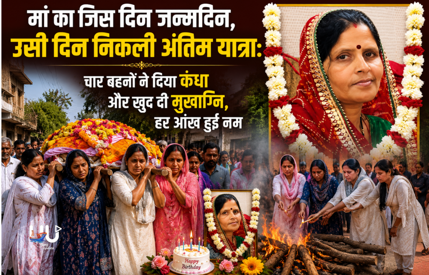 मां का जिस दिन जन्मदिन, उसी दिन निकली अंतिम यात्रा: चार बहनों ने दिया कंधा और खुद दी मुखाग्नि, हर आंख हुई नम