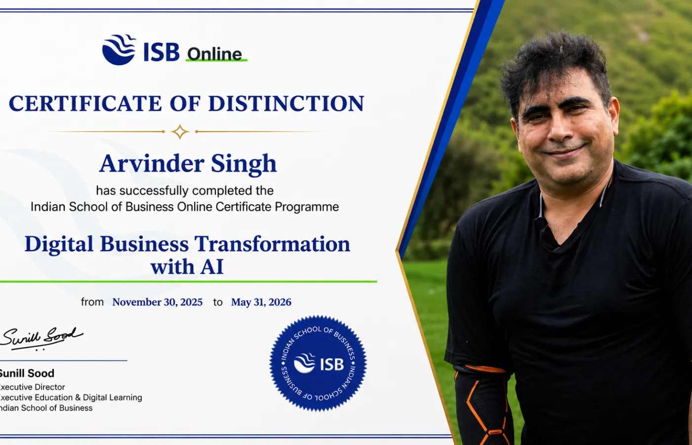 194 डिग्रियों के विश्व रिकॉर्ड धारक डॉ. अरविंदर सिंह को AI में ISB से डिस्टिंक्शन