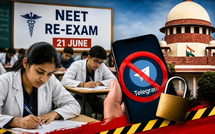 NEET री-एग्जाम तक भारत में टेलीग्राम पर रोक: 21 को परीक्षा, 22 जून तक एप काम नहीं करेगा; मैसेज एडिट फीचर 30 जून तक बंद