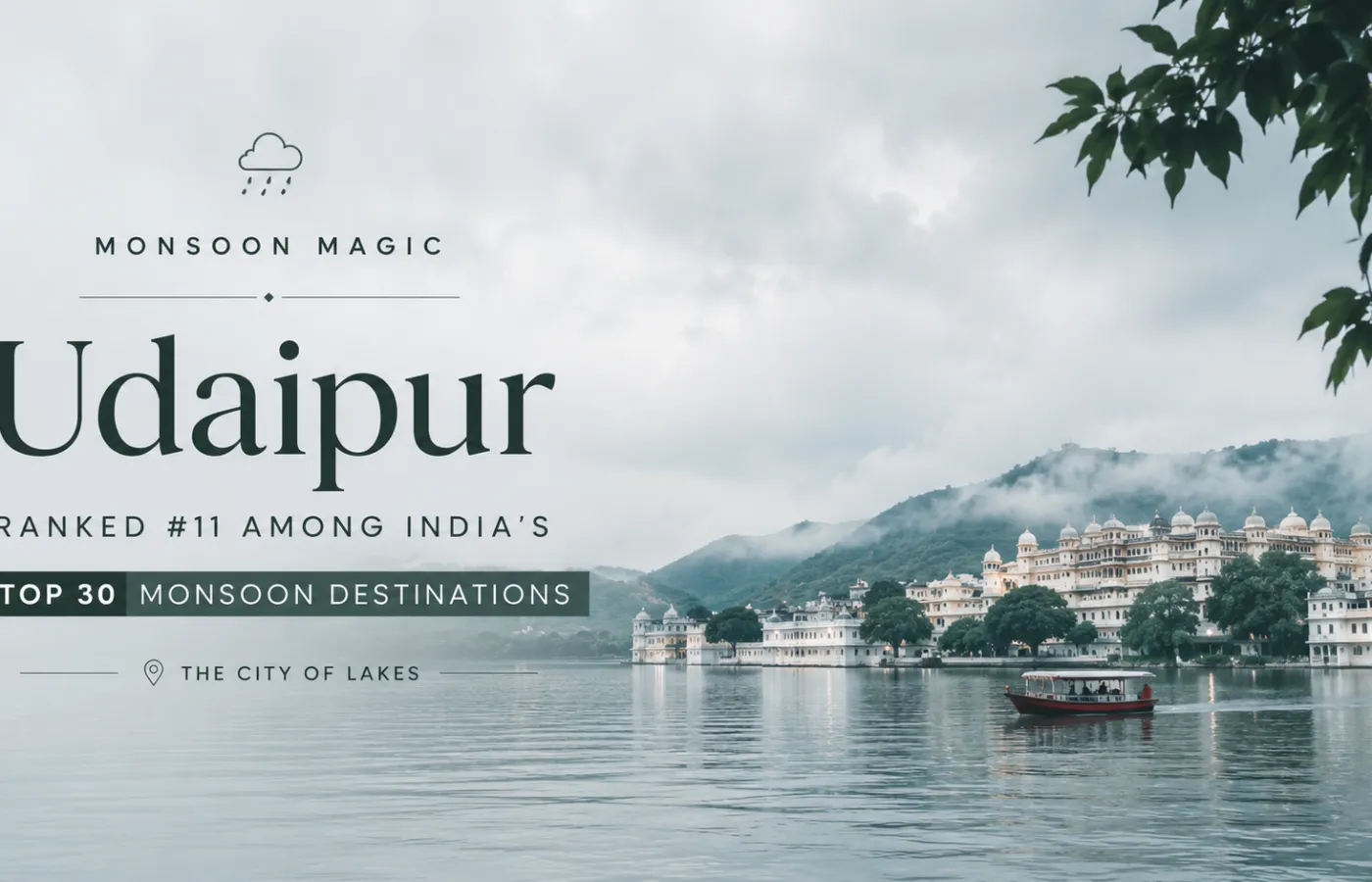 Udaipur Leads Rajasthan’s Monsoon Charm, Ranks 11th Among India’s Top 30 Rainy-Season Destinations