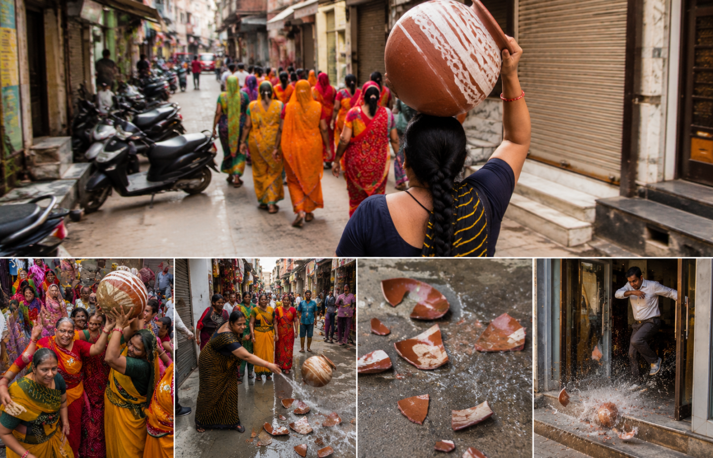 इंद्रदेव को रिझाने की अनोखी परंपरा: मंदिरों और दुकानों के बाहर महिलाओं ने फोड़े मटके; उदयपुर में हर साल निभाते है या रिवाज