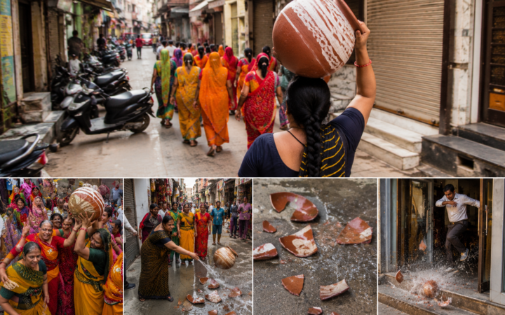 इंद्रदेव को रिझाने की अनोखी परंपरा: मंदिरों और दुकानों के बाहर महिलाओं ने फोड़े मटके; उदयपुर में हर साल निभाते है या रिवाज