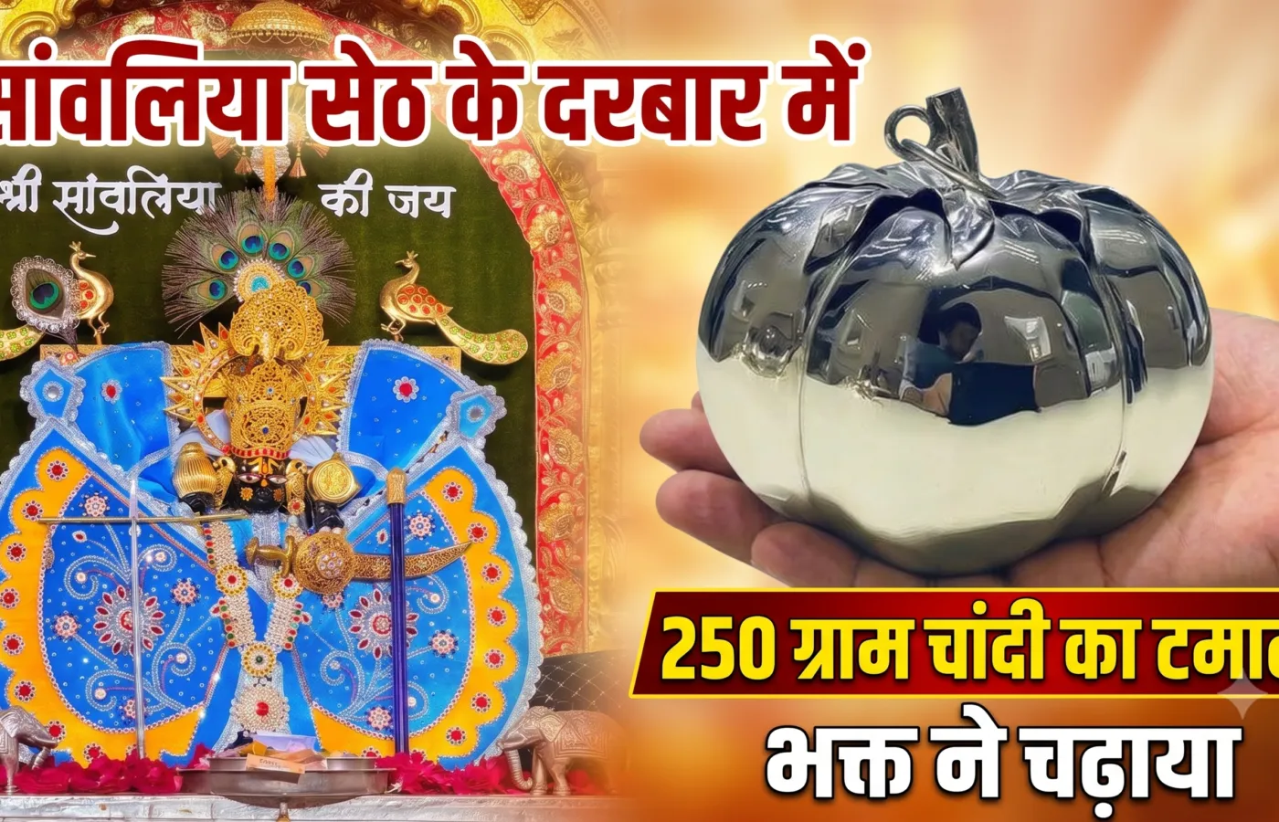 सांवलिया सेठ के दरबार में अनोखी भेंट, भक्त ने चढ़ाया 250 ग्राम चांदी का टमाटर